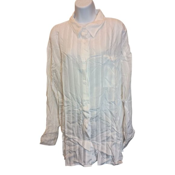 Siliteen Tops - Siliteen Women's Button Down Shirts Long Sleeve Blouses W/Pocket Sz.2XL White